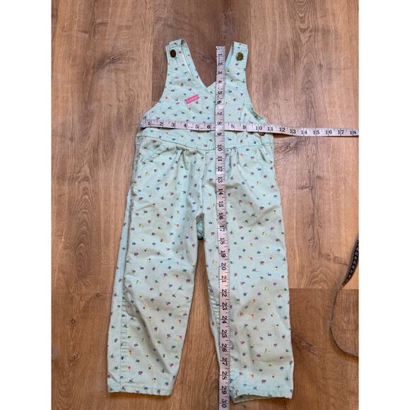 Vintage 90s OshKosh B'Gosh Floral Print Snap Vestbak Overalls USA Size 4T - Picture 5 of 9